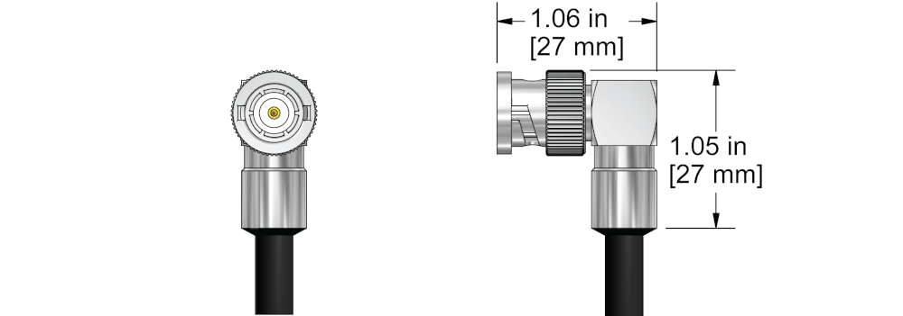 A line drawing showing the diameter and length of an assembled CTC FX93 vibration sensor connector kit.