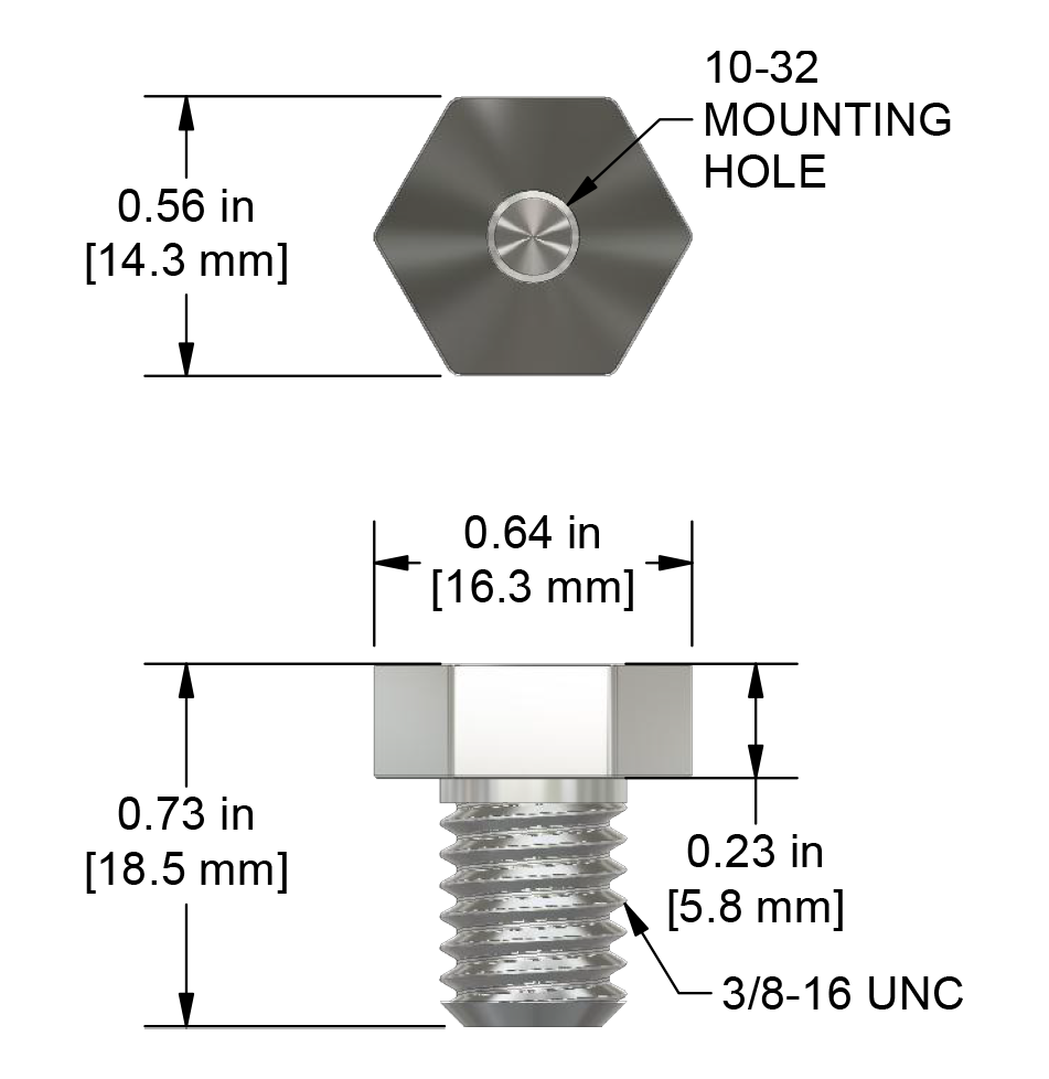 A drawing showing the dimensions of a CTC MHT140 mounting hardware for industrial condition monitoring sensors.