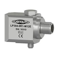 A render of a CTC LP304-M12E 4-20mA loop power sensor with side exit M12 connector.
