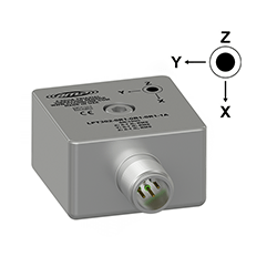 A render of a CTC LPT302 side exit triaxial 4-20mA loop power sensor.