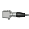 A render of a CTC A3AG grounded connector on a generic side exit industrial accelerometer.