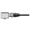 A generic, non-engraved CTC AC119 biaxial industrial vibration sensor attached to an A3P connector.