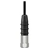 A B2A industrial connector attached to a standard size top exit AC102 vibration sensor for pumps.