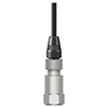 A generic, non-engraved CTC AC102 standard size, top exit vibration monitoring sensor attached to an assembled CK-A2N connector kit.