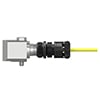 A generic, non-engraved side exit CTC AC104 standard size vibration monitoring sensor attached to an assembled CK-D2J connector kit.