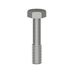 A stainless steel MH108-25B captive bolt with threading on the bottom third, and a hex-shaped head.
