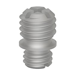 A stainless steel MH108-31B threaded adapter stud with a smaller-diameter bottom stud with a straight notch across the bottom for installation, and a larger-diameter top stud with a phillips-style notch across the top for installation.