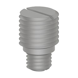 A stainless steel MH108-7B threaded adapter stud with a larger diameter top and smaller diameter bottom, and straight notch across the top and bottom for installation.