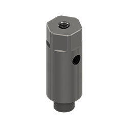 A render of a CTC MH134-5C mounting pad for machine lubrication, with no Zerk grease fitting adapter.