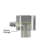 A render showing the internal grease passage of a CTC MH134-7A mounting pad with straight Zerk grease fitting adapter