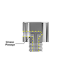 A render showing the internal grease passage in a CTC MH134-7C mounting pad with no Zerk grease fitting adapter