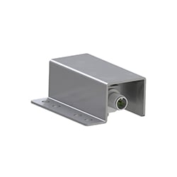 A stainless steel, 3-sided rectangular bracket with open side facing down, placed over a CTC side exit condition monitoring sensor.