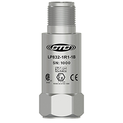 A stainless steel LP832 top exit loop power sensor engraved with the CTC logo, part number, serial number, and hazardous are certification logos.