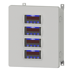 A fiberglass PMX1500 enclosure with 4 displays on the closed front panel.