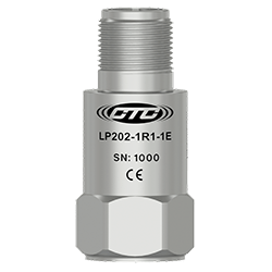 A stainless steel, standard size, top exit LP202 loop power sensor engraved with the CTC Line logo, part number, serial number, and CE and UKCA certification markings.