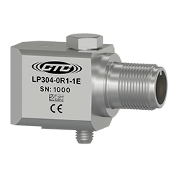 A stainless steel, standard size, side exit LP304 loop power sensor engraved with the CTC Line logo, part number, serial number, and CE and UKCA certification markings.