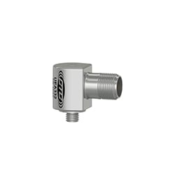 A stainless steel, mini size, side exit UEA332 ultrasound sensor engraved with the CTC Line logo, part number, serial number, and CE and UKCA certification markings.