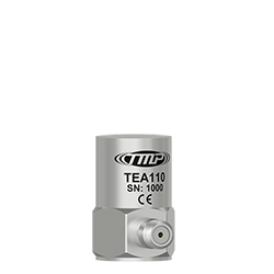 A render of a TMP Line TEA110 100 mV/g, ±10% lightweight titanium side exit accelerometer.