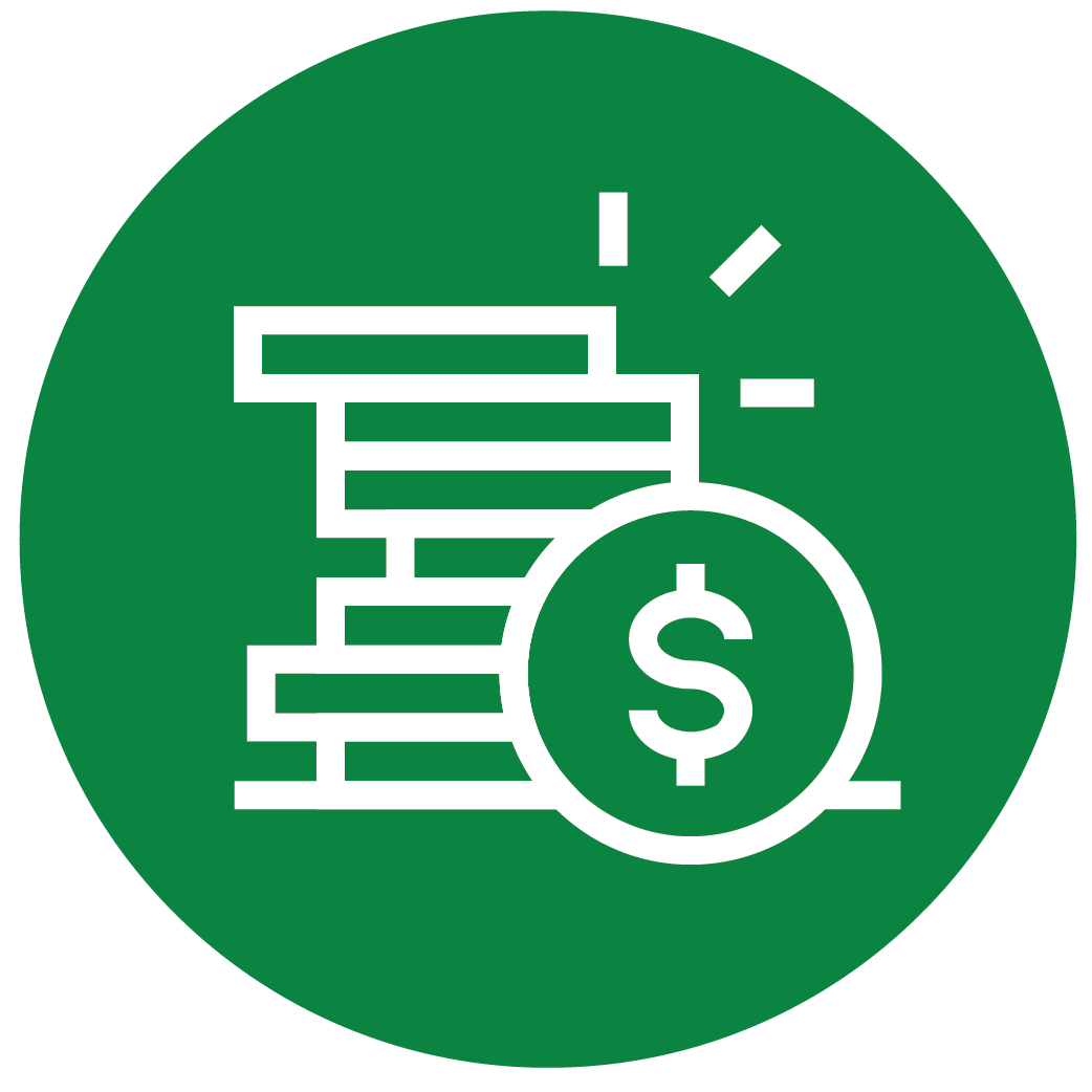 Coin icon representing saving money
