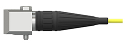 A render of a CTC standard size side exit sensor connected to a V2R Viton boot connector