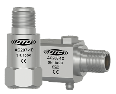 A render of CTC AC207 top exit accelerometer and AC208 side exit accelerometer
