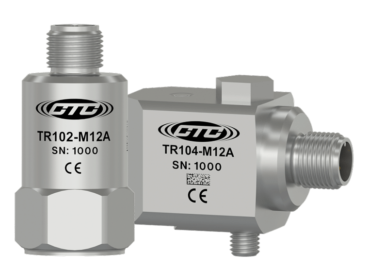 A render of a standard size TR102-M12 top exit sensor and TR104-M12 side exit sensor.