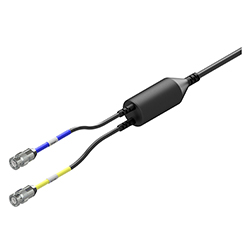 F2DA 2 Channel BNC Plug Connector with blue and yellow labels