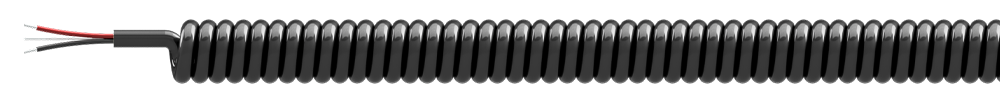 A render of CTC CB108 black polyurethane jacked coiled cable.
