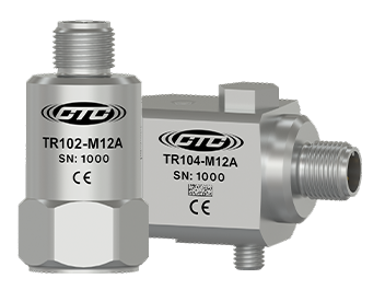 A render of CTC TR102-M12A and TR104-M12A top and side exit dual output sensors.