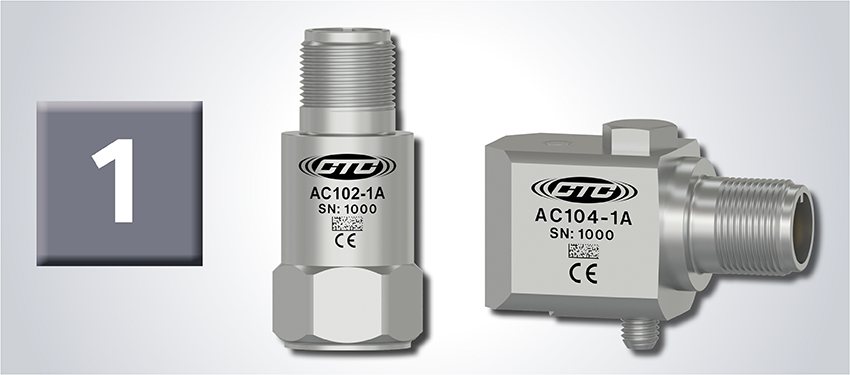 Vibration System Component #1 - an image of a top exit and a side exit accelerometer.