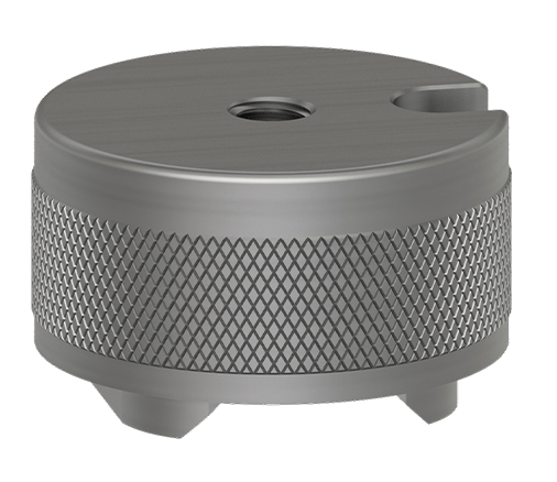 A render of a CTC MH114-3T two-rail mounting magnet with triaxial locating notch