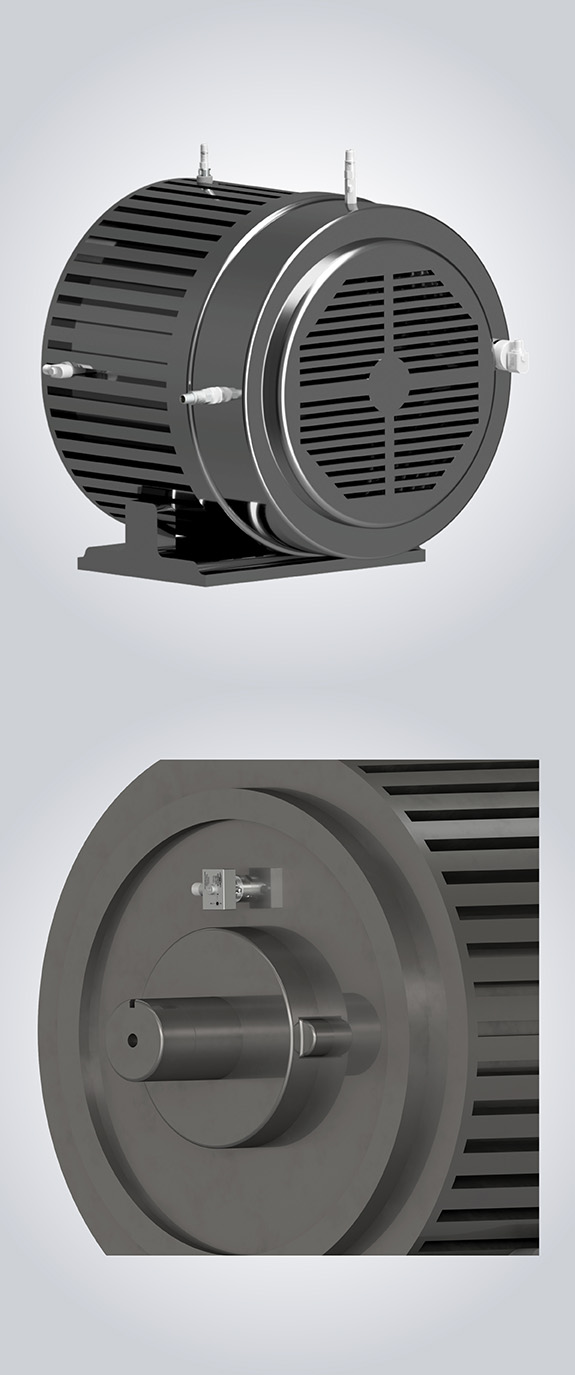View of two top exit sensors mounted on an engine, and a side exit sensor mounted on an engine.