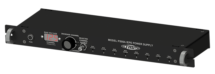 A render of a CTC TMP Line PS08A eight-channel rack-mountable IEPE power supply.