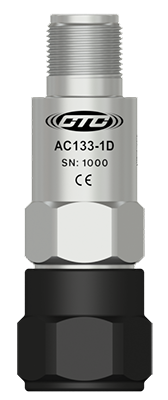 A render of a CTC AC133-1D standard size, top exit accelerometer mounted on an MH170-1A high temperature dissipation mounting pad