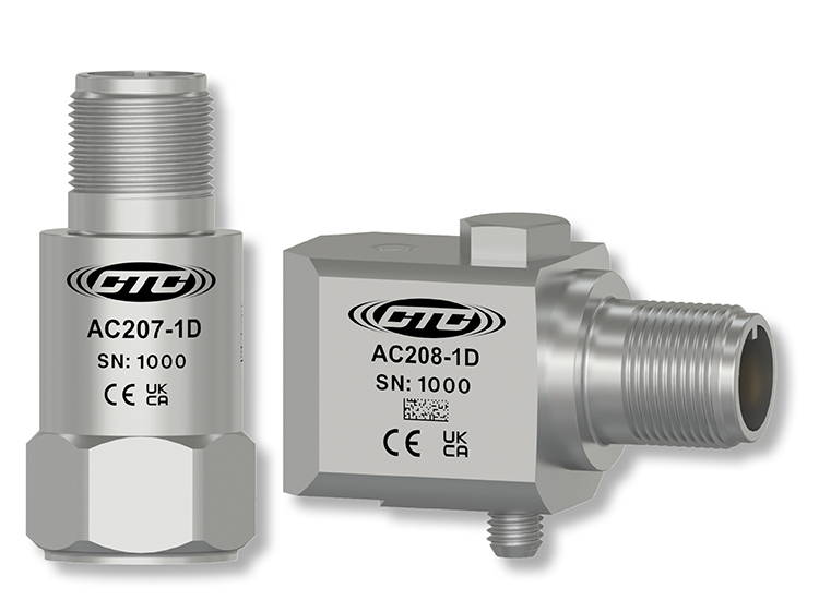 Top Exit, Stainless Steel, Standard Size AC207 Industrial Vibration Sensor and AC208 Standard Size, Side Exit, Stainless Steel Industrial Vibration Sensor for Condition Monitoring