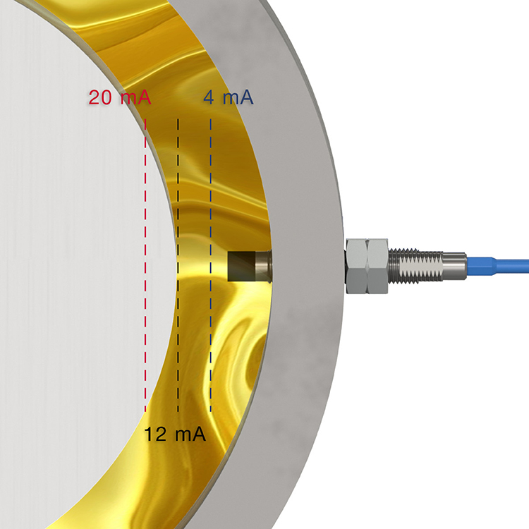 Picture of a proximity probe tip mounted to machinery