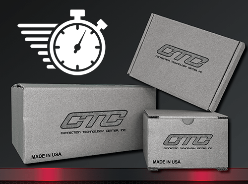 CTC shipping boxes and a stop watch icon indicating speed