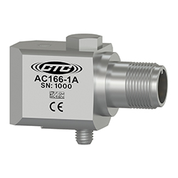 A render of a side exit, stainless steel, CTC AC166 negative voltage accelerometer