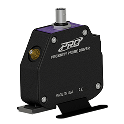 A render of a CTC PRO Line 11 mm proximity probe driver with a purple faceplate.