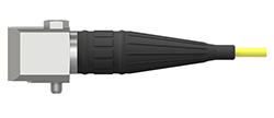 A black Viton boot style connector connected to a standard size, side exit CTC acclerometer.