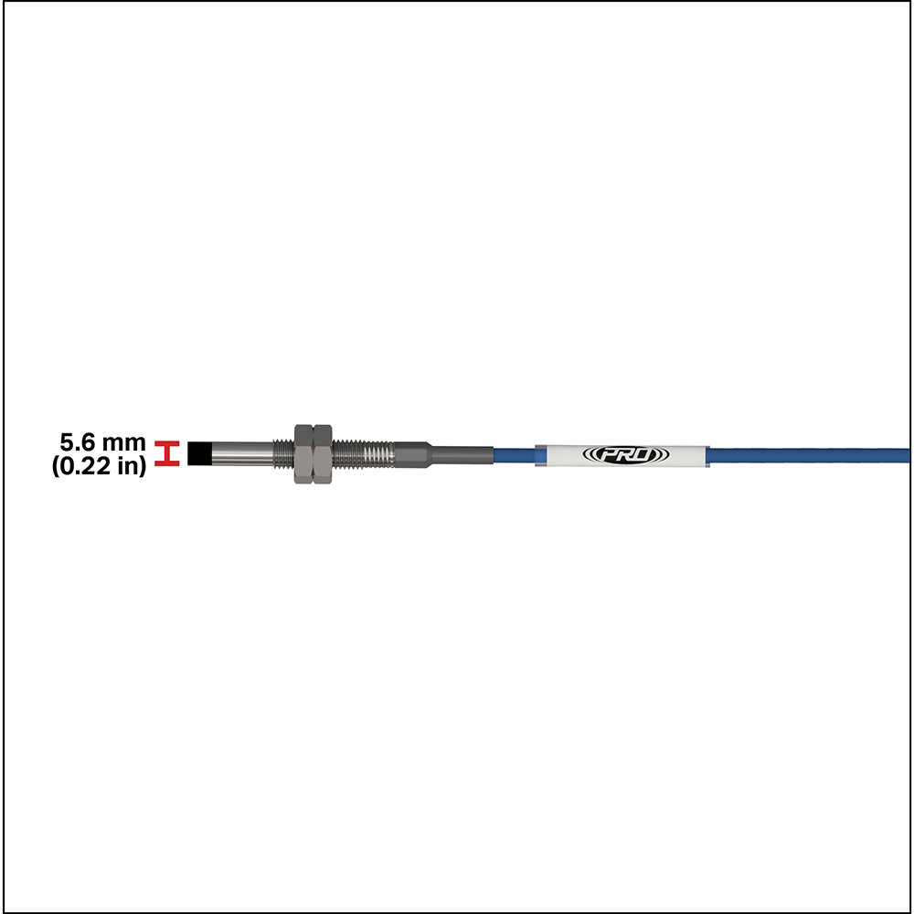 PRO Line proximity probe tip with red measurement line showing probe tip height of 5.6 millimeters