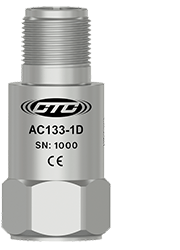 A render of an AC133-1D standard size, top exit, low frequency accelerometer