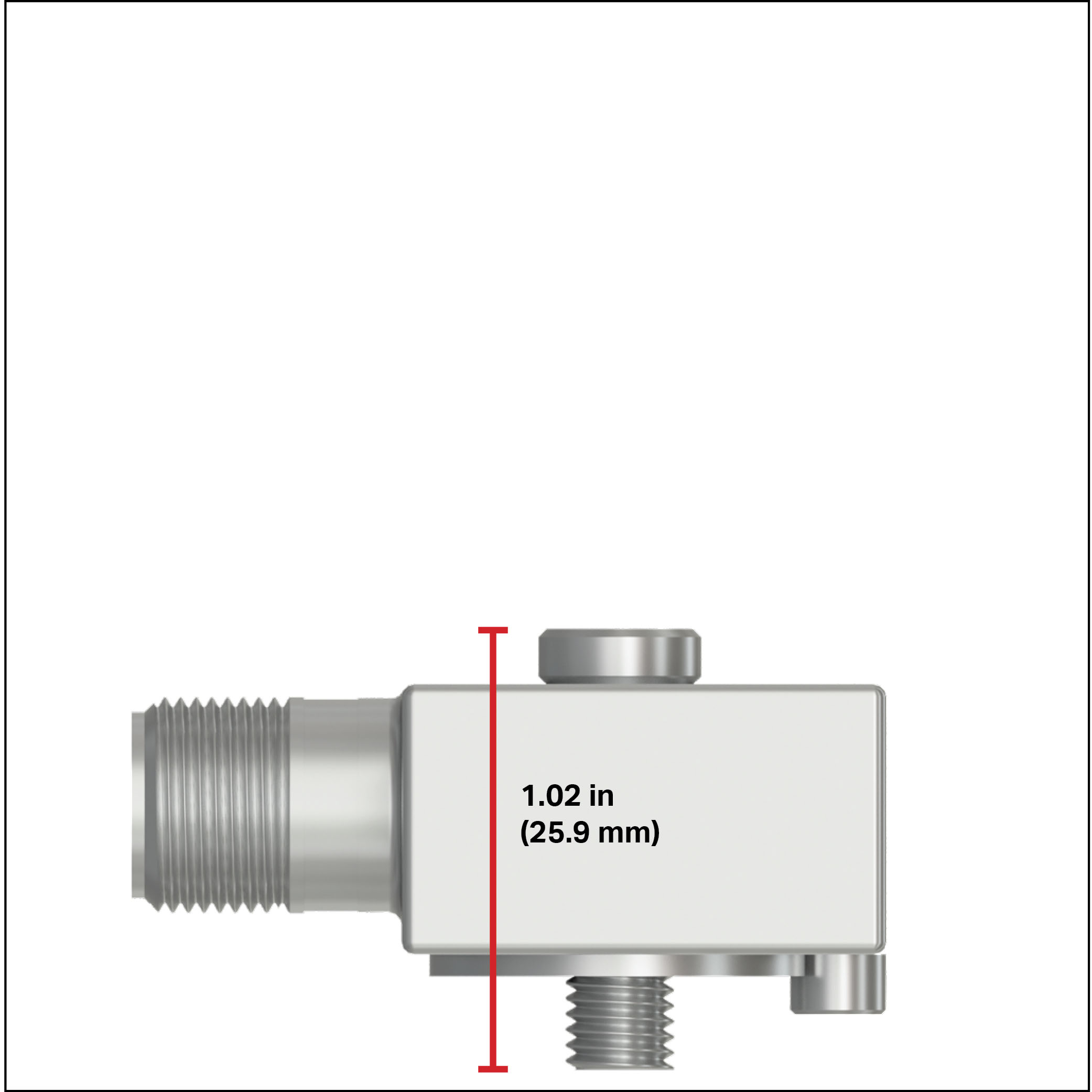 TREA330 Compact Triaxial Sensor with a height of 1.02 in shown.
