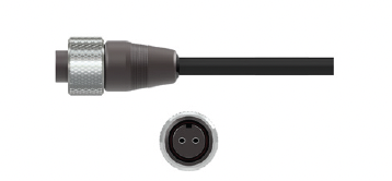 Front and Side Views of CTC's A2R Black PPS Connector with Stainless Steel Knurled Locking Ring