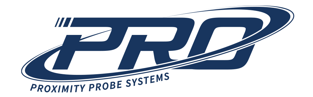 Logotipo azul marino de la línea de productos PRO con el eslogan Proximity Probe Systems debajo
