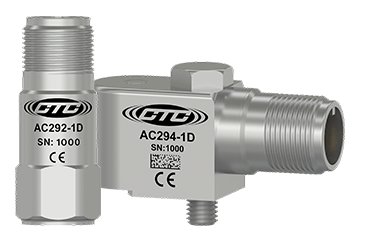 A render of CTC AC292 and AC294 compact top and side exit accelerometers