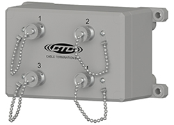 A render of a CTC CT101 single axis cable termination box with 4 sensor inputs