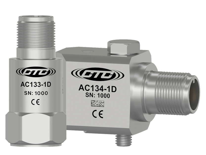 A render of standard size AC133 top exit accelerometer and AC134 side exit accelerometer