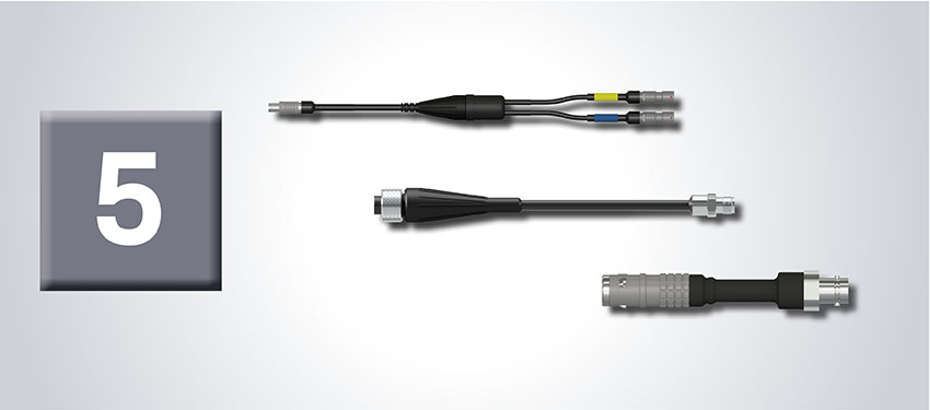 Vibration System Component #5 - an image of CMX2005, CMX2203, CMX2502 data collector adapter cables.