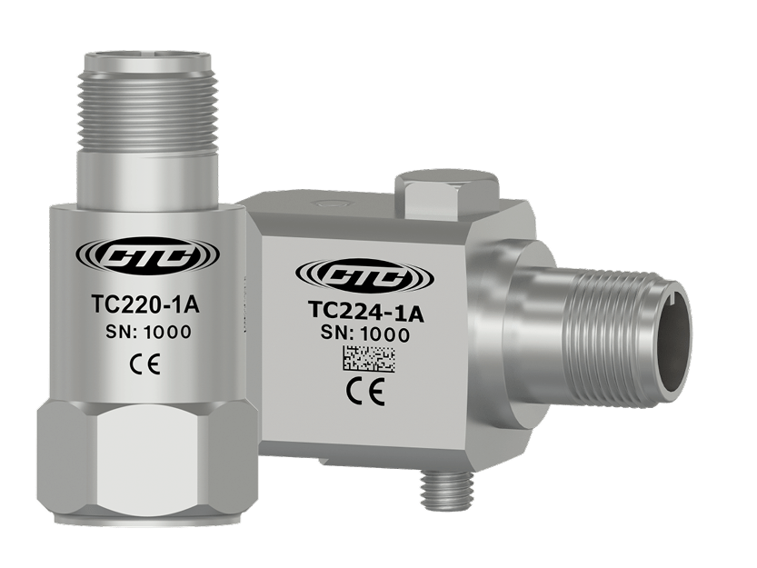 A render of CTC's standard size TC220 top exit accelerometer and TC224 side exit accelerometer.